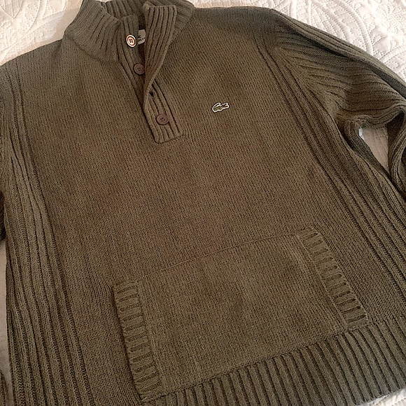 Dark Olive Green Lacoste Pullover - Picture 2 of 7